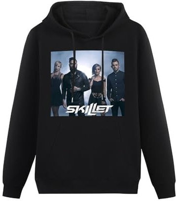 KESIHANXIANGUO Skillet Band Unisex Hooded Printed Pullover Hoodies Mens Black Sweatshirts XL