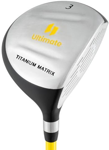 GYMAX Junior Golf Club, Kids Golf Putters Right Hand with Fiberglass Shaft & Foam Head Cover, Individual Gold Club for Boys and Girls Aged 8-10 (Yellow, #3 Fairway Wood)