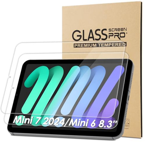 Bighan 2 Pack Screen Protector Compatible with iPad Mini 7 2024 (A17 Pro)/ Mini 6 8.3'', 9H Hardness Tempered Glass Film Clear Anti-Bubble Full Coverage foil