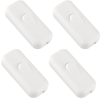 Wippschalter, 6A, 2-polig und 3-polig, für Kleingeräte oder Lampen, Weiß, 4 Stück