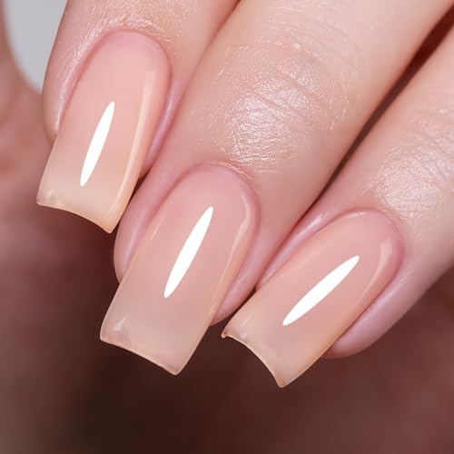 Ozzeal Jelly Gel Polish, 15ML Peach Jelly Nail Polish Gel Translucent Sheer Spring Summer Nail Gel Polish Soak off UV LED Light for Nail Art DIY Manicure