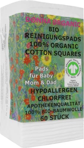 Bio Reinigungspads 60 Stück | Extra Grosse Maxi Pads | 100% Bio-Baumwolle | GOTS-Zertifiziert | Dønna Ørganic | (Extra Groß, 16.0, stück)