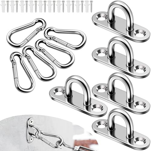 TXXATX 5 Pezzi Placca Occhiello M5 e Ganci in Acciaio Inossidabile 304 Acciaio Inossidabile Occhielli e Ganci per Fissaggio Amaca e Tenda da Sole Fissaggio al Soffitto