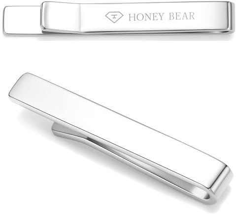 HONEY BEAR 1.57/1.97/2.12/2.36 Homme Pinces à Cravate pour la Taille Normale/Skinny Cravate Décoration 4/5/5.4/6cm (Argent brillant 4cm)