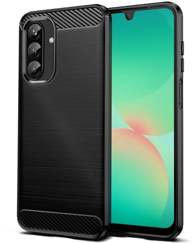 Qiinogow Coque Ultra-Mince pour Samsung Galaxy A26, Noir | Coque Texture Fibre de Carbone, Résistante et Rayures, Finition Brossée, Matière TPU Flexible