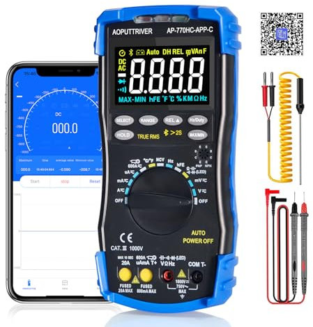 Multimeter Digital AP-770HC-APP 6000Counts Auto/Manueller Bereich Strommessgerät Multi Tester NCV Stromspannung Aktuell Widerstand Temperatur Kapazität Diode hFE Kontinuität Arbeitszyklus