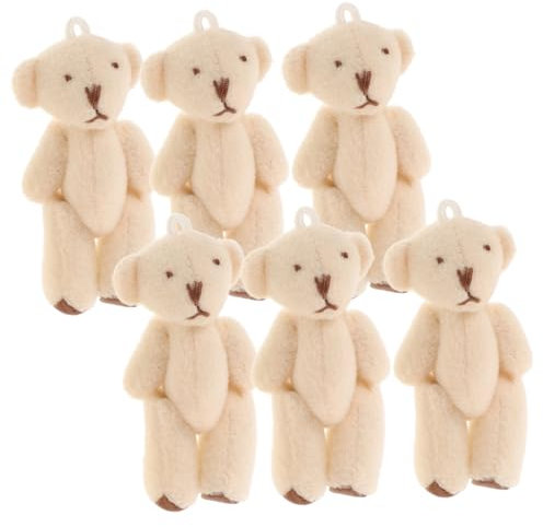 BESPORTBLE 6Stücke Mini Plüschbären Bewegliche Gelenke Austauschbare Outfits Stofftieranhänger Für Weihnachten Und Geburtstagen