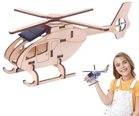 Solar -Hubschrauber -Material -Kit, Solar angetriebene Hubschrauber -Kit | 3D -Holzhubschrauber -Puzzle -Kit - Pädagogische STEM -Spielzeug, Wissenschaftshandwerksaktivität, Bauholzhandel für Kinder