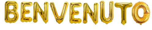 Palloncini Scritta BENVENUTO Oro, palloncini 35 cm oro metal
