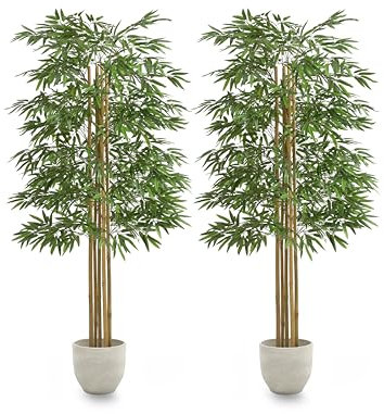 Maia Shop | 2 Bambou Artificiel | Plantes Artificielles Interieur | Plante Artificielle | Mesures: 180 x 80 cm | Fausse Plante | Arbre Artificiel | Décoration