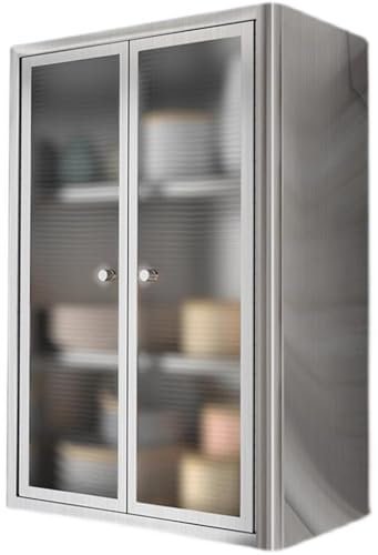 LXBAMKEA Küchenhängeschränke, Wandschrank Edelstahl Aufbewahrungsschrank Mit Verstellbaren Einlegeböden, Wohnzimmer Küche Badezimmer Garage Hängeschrank, Küchenutensilien Gewürz-Organizer(38x20x60cm)