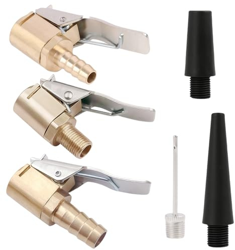 Trpoey 6 Pièce Adaptateur de Valve de Pneu de Voiture, 6mm / 8mm Air Mandrin Pompe De Gonflage Valve Clip Pince Connecteur Adaptateur, Embout pour Compresseur Laiton Pneumatique