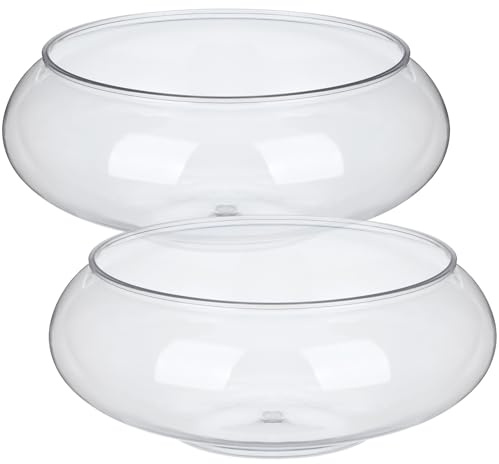 Kisangel 2pcs Clear Fish Bowl: Plastic Fish Tank, Round Terrarium Vase, Wide Mouth Hydroponic Vase, Aquatic Plant Pot, Water Lily Bowl for Table Centerpiece Home Decoration, 2800ml