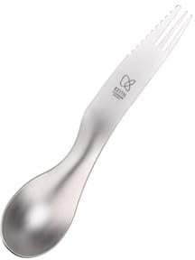 KEITH Titanium 3 in1 Camping Besteck Outdoor Göffel Spork Löffel Gabel inkl. Tasche - Ultraleichte Geschirr Kombi - Reisebesteck