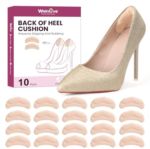 Coussinet talon chaussure trop grandes - Welnove 10 paires de protege talon chaussure pour soulager la fatigue et les douleurs au talon - Antidérapants et doux pour la peau protection talon chaussure