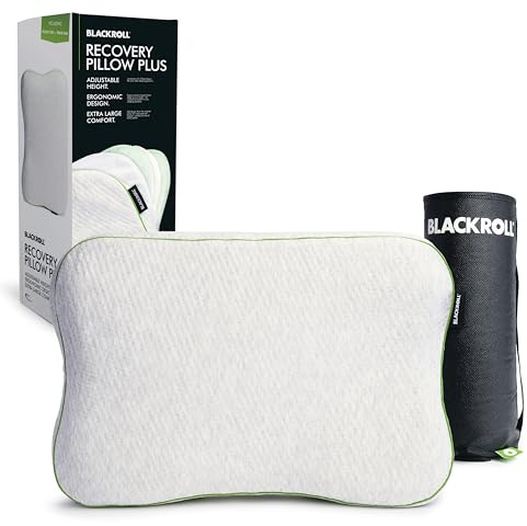 BLACKROLL® Recovery Pillow Plus (60x40 cm) – Höhenverstellbares ergonomisches Nackenkissen (6–13 cm) aus Memory Foam, für Seiten-, Rücken- & Bauchschläfer, Made in Germany