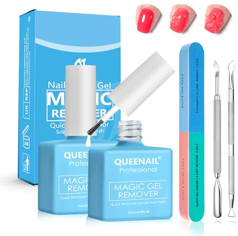 2 Piezas Gel Nail Removedor Set,Removedor Esmalte con Lima de Uñas y Empujador De Cutícula,Elimina rápida y fácilmente el esmalte De uñas,Adecuado para amantes de la manicura