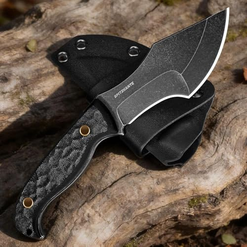 SPITZKANTE Gürtelmesser – EDC Feststehendes Messer, 8,8 cm 5Cr14MoV Stahl Klinge, Full-Tang (Tracker Knife), G10 Griff, Kydex-Scheide, Outdoor-Messer für Camping, Jagd, Survival