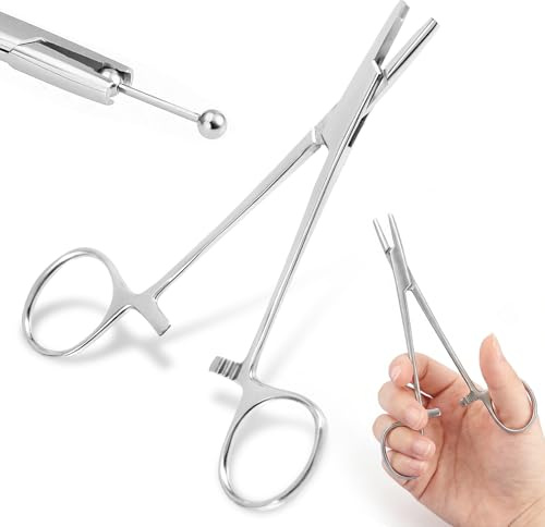 3mm Piercing Zange Für Kugeln, Edelstahl Piercingzange Für Kugel Zum Drehen | kompakt und leicht, leicht zu reinigen, spezieller V-nut, verhindert das wegrollen, kompatibel mit gängigem piercing-schmuck