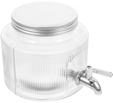 Jarra de Agua para Refrigerador de Vidrio 2, 8 L Grifo | Acero Inoxidable, Uso Versátil en Cocina y Fiesta, Mantenimiento Sencillo, Estilo Simple y Moderno