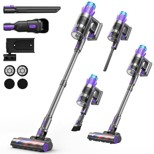 Redkey Aspirapolvere Senza Fili 58KPa/600W/70Min, Scopa Elettrica Senza Fili Potente Verticale con Antigroviglio, Display LED, Aspirapolvere per Animali/Pavimenti/Tappeti/Auto/Capelli P9 Pro