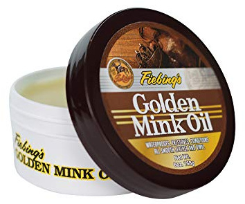 Fiebing's Golden Mink Oil for Leather Boots (6 oz) - Leather Cleaner & Conditioner - Waterproof, Preserve, Soften All Smooth Leathercraft & Vinyl - Prevents Salt Stains - Use On Couch, Shoe, Purse