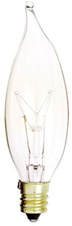 Satco (S3273) 15CA8 120V Turn Tip Candelabra Base 15Watt CA8 Light Bulb, Case of 25