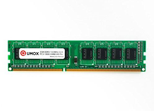 QUMOX Memoria Dimm 2GB DDR3 1333 1333MHz PC3-10600 PC-10600 (240 Pines) para computadora pc Escritorio
