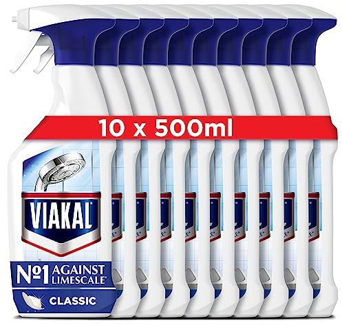 Viakal Limescale Remover Spray, Classic, Cleaning Products, Bathroom Cleaner Spray, 5 Litre (500 ml x 10), Toilet Cleaner Limescale Remover