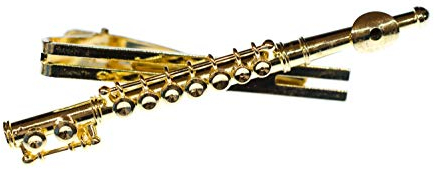 Miniblings Querflöte Krawattennadel KrawattenhalterFlötist Musik Gold + Box - Handmade Modeschmuck I Herrenschmuck Männerschmuck Schlipsklammer Krawattenklammer