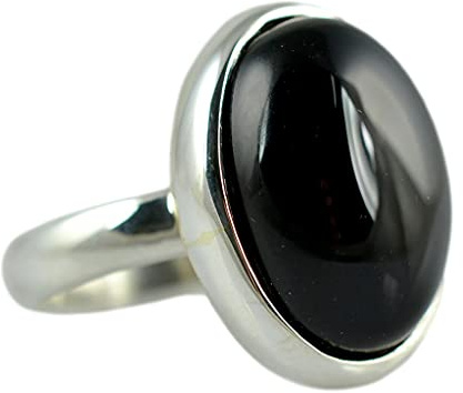 Navya Craft Silberring mit schwarzem Onyx-Stein, handgefertigter Statement-Versprechensring aus 925er Sterlingsilber für Frauen, natürlicher Edelstein-Boho-Schmuck, Geburtsstein für Juli