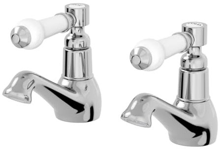 Architeckt® Winchester Bathroom Basin Sink Pillar Tap Pair Traditional Round Single Lever Handle Faucet Taps for Sinks, Chrome