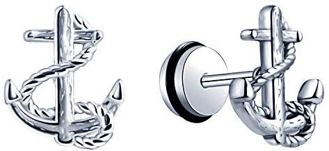 Feilok Ohrstecker mit ANKERN Marine Edelstahl Damen & Herren Ohrringe - glänzende Ohrstecker Ohrschmuck in Silber zum Stecken auch für Kinder silber