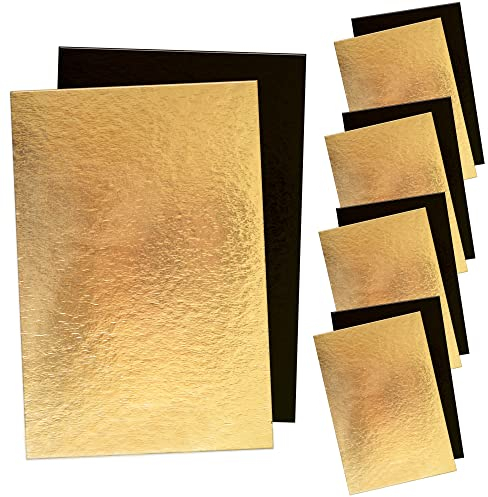 ScrapCooking – Set de 5 Bandejas para Tartas 30 x 20 cm – Cartón Reversible Dorado y Negro – 30 x 20 cm – Base Rectangular Pasteles – Soportes Rectangulares – Fabricados en Francia – 5197