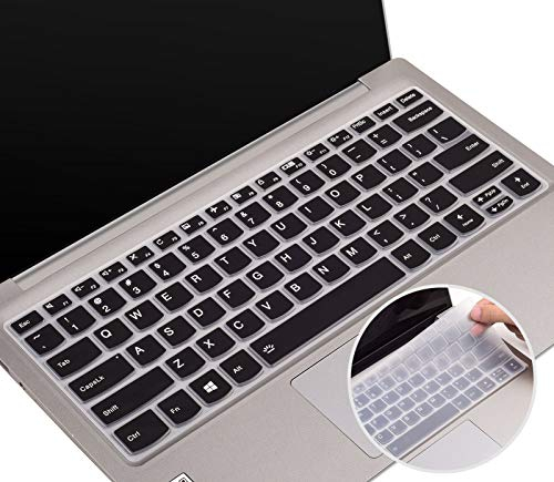 2 Pack Silicone Keyboard Cover Skin for Lenovo Yoga C940 14 Inch,Lenovo Yoga C930 920 13.9, Lenovo Flex 14, Lenovo Yoga 730 720 720s 13.3,Lenovo Ideapad 720s 13 Cover(Black+Clear)