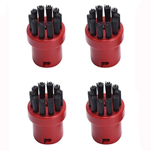 Huayuwa Lot de 4 brosses de nettoyage rondes pour nettoyeur vapeur Karcher SC1 SC2 SC3 SC4 SC5 SC7 (rouge et noir)