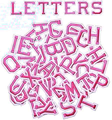 AXEN Iron on Sew on Letter Patches for Clothes, 52pcs Alphabet A to Z, Class Pink