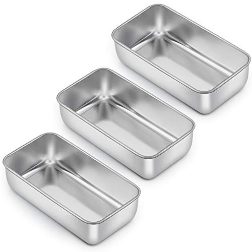 E-far Lot de 3 moules à pain en acier inoxydable 22,9 x 12,7 cm pour pain, pain, viande, gâteaux, brownies, sains et non toxiques, faciles à démouler et passent au lave-vaisselle