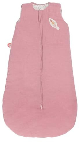 Nattou Babyschlafsack für Herbst und Winter, Feder-Motiv, TOG 2.5, 90 cm, Baumwolle/Polyester, Pauline und Sasha, Altrosa/Weiß, 244381