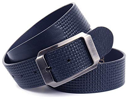 Anthoni Crown Herren Ledergürtel Gürtel, Dunkelblau, 105