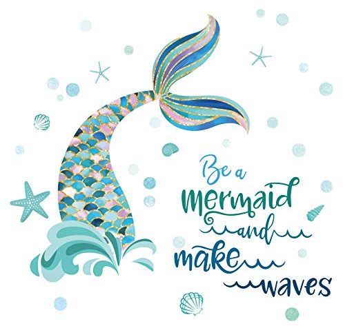 decalmile Wandaufkleber Meerjungfrau Schwanz Wandtattoo Unterwasserwelt Kinderzimmer Wandsticker Mädchen Babyzimmer Schlafzimmer Badezimmer Wanddeko