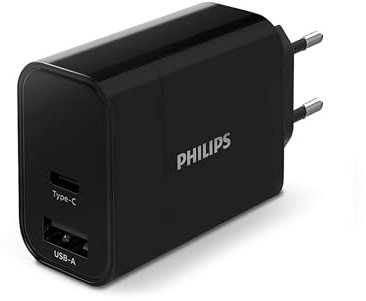 PHILIPS DLP2621/12 - USB Ladegerät - Type-C und USB-A Ausgänge - 30 W Schnelladung - Schwarz