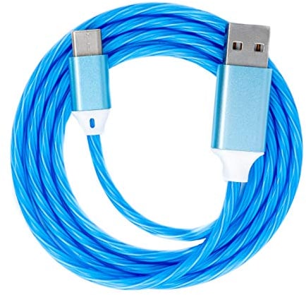 System-S Câble USB 3.1 Lumineux de Type C mâle vers 2.0 A mâle - Bleu - 1 m
