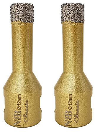 NBB Broca de diamante con M14, tipo dorado clásico, corona diamante para taladrar en seco y en húmedo en porcelana dura, cerámica, baldosas, granito, mármol, azulejo, para Amoladora Angular (2, 12mm)