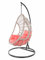 KIDEO Korbsessel: XXL Hängesessel mit Gestell & Kissen, Poly-Rattan, grau-beige (Kissen: Nest pink [3400 Coral])