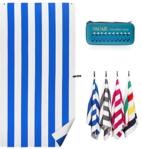 BAGAIL Strandtuch – Super Saugfähig, Schnelltrocknend, Sandfrei – Kompakt, Leicht – Inklusive Tragbarer Eva-Hülle – Mikrofaserhandtuch für Strand, Schwimmen und Camping