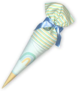 Dein Lieblingsteil Geschwistertüte Regenbogen hellblau/mint kleine Schultüte aus Stoff