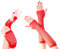 Jagowa 2 Paar Retro Fischnetz Handschuhe, lange und kurze Fischnetz fingerlose Handschuhe, rot, One size