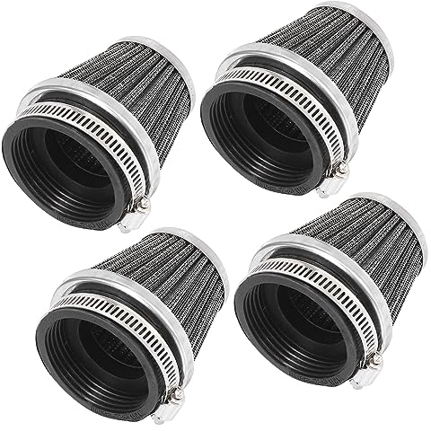 A ABSOPRO Moto Aria Filtro Detergente Rotondo Conico Nero 54mm Set 4