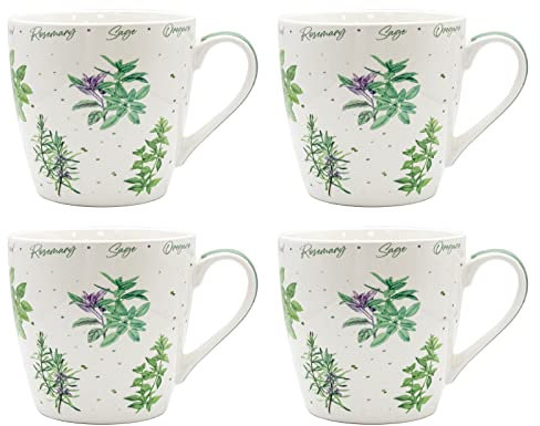 4er Set Jumbobecher Leonardo Collection Kräutergarten Design Fine China Suppentassen